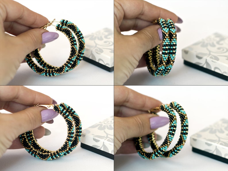 WelcomeNative Handmade Turquoise Seed Bead Earrings