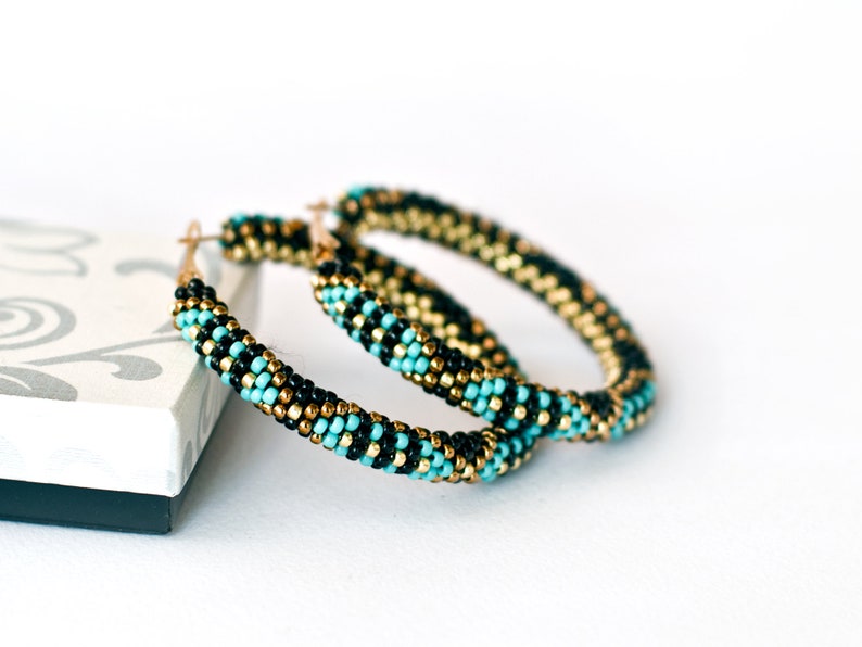 WelcomeNative Handmade Turquoise Seed Bead Earrings