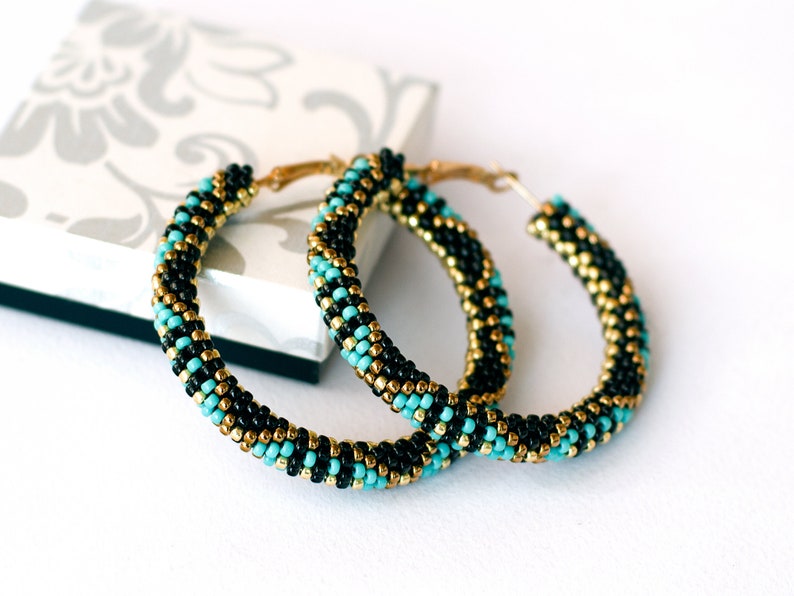 WelcomeNative Handmade Turquoise Seed Bead Earrings