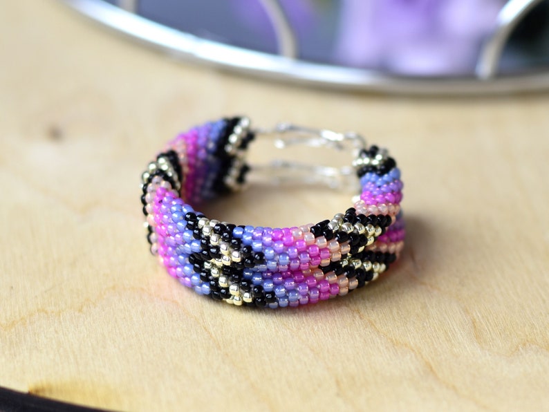 WelcomeNative Handmade Purple Beaded Hoop Earrings