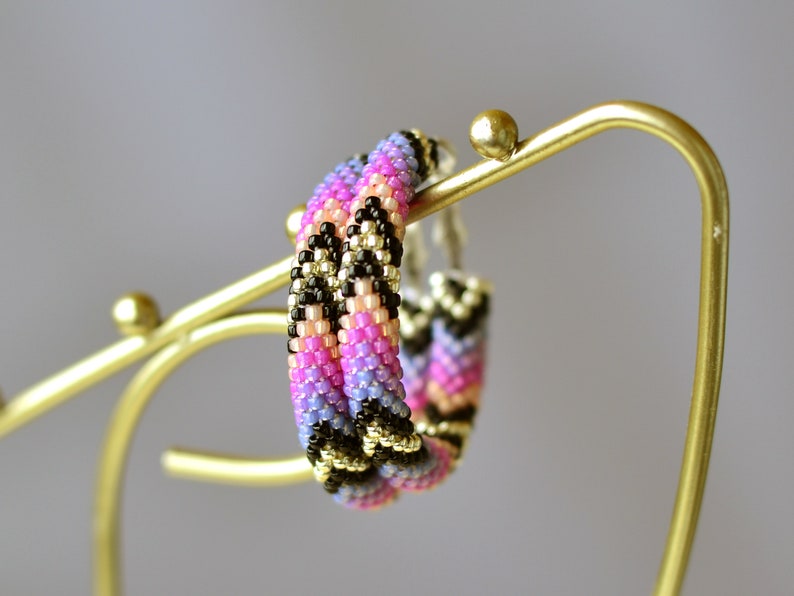WelcomeNative Handmade Purple Beaded Hoop Earrings