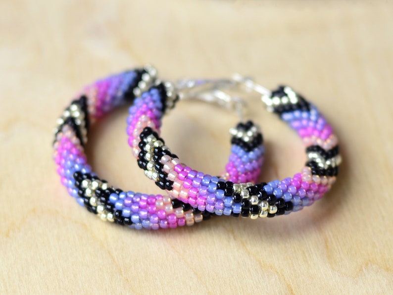 WelcomeNative Handmade Purple Beaded Hoop Earrings