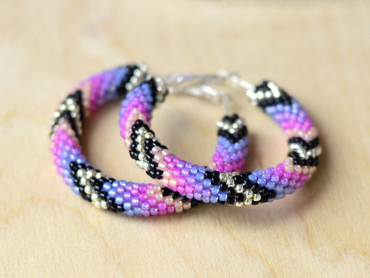 WelcomeNative Handmade Purple Beaded Hoop Earrings