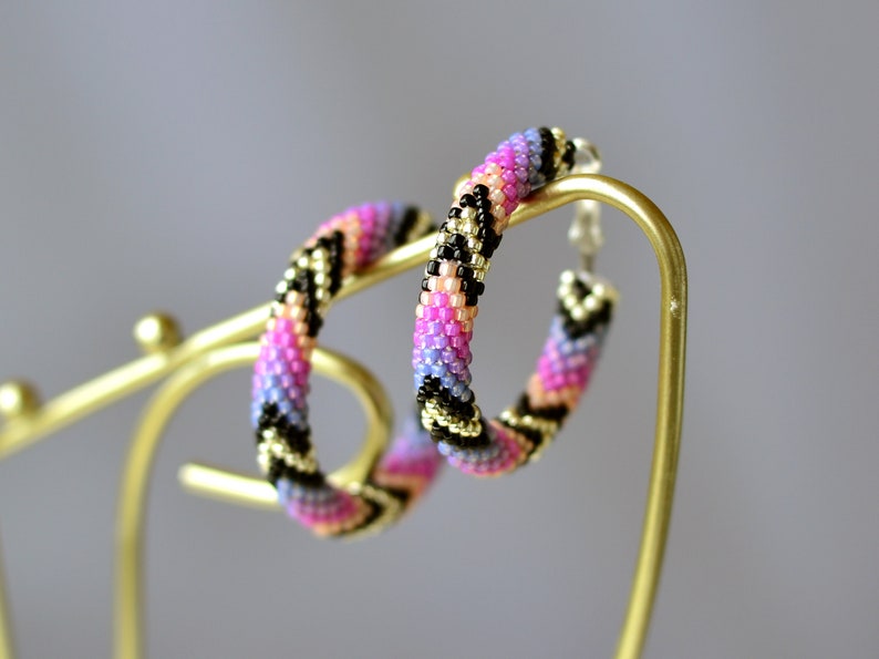 WelcomeNative Handmade Purple Beaded Hoop Earrings