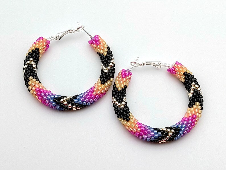WelcomeNative Handmade Purple Beaded Hoop Earrings