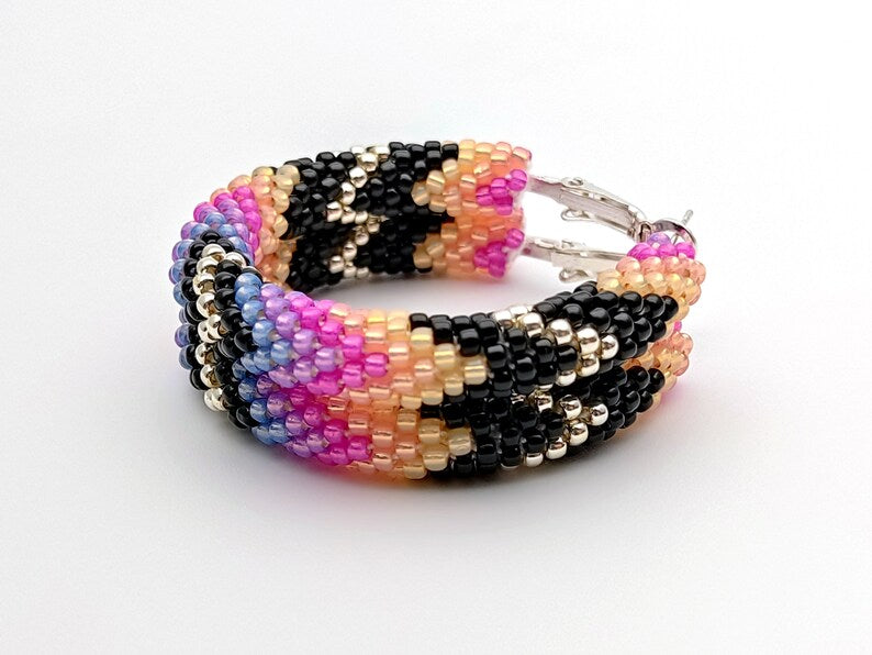 WelcomeNative Handmade Purple Beaded Hoop Earrings