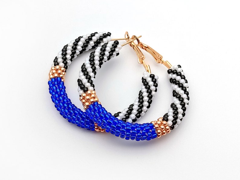 WelcomeNative Blue Seed Bead Hoop Earrings