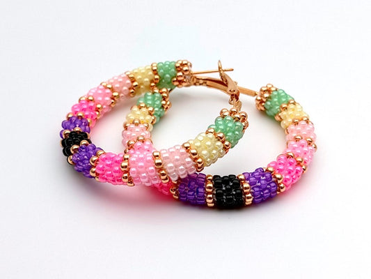 WelcomeNative Handmade Beaded Multicolor Hoop Earrings