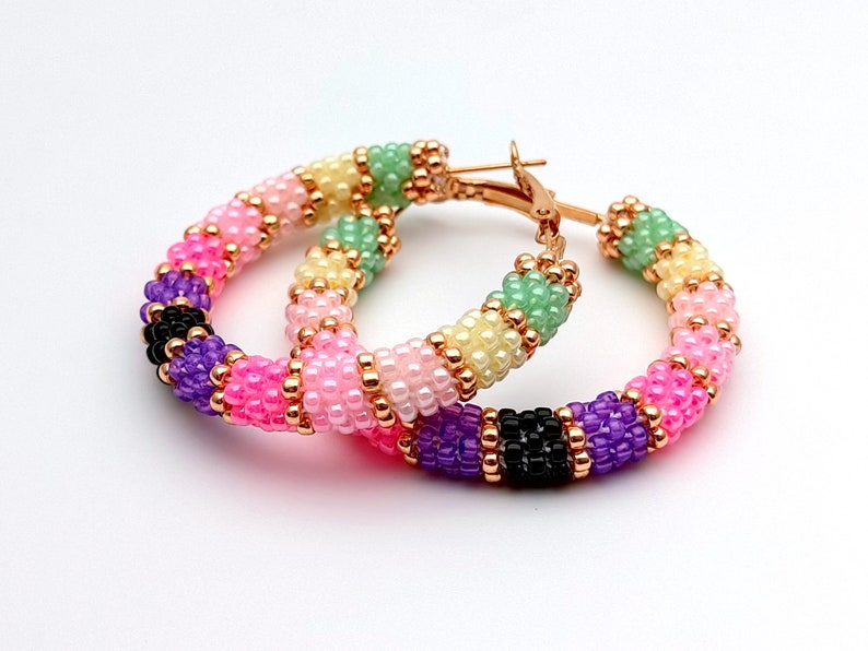 WelcomeNative Handmade Beaded Multicolor Hoop Earrings