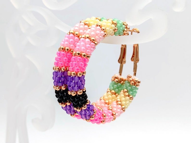 WelcomeNative Handmade Beaded Multicolor Hoop Earrings