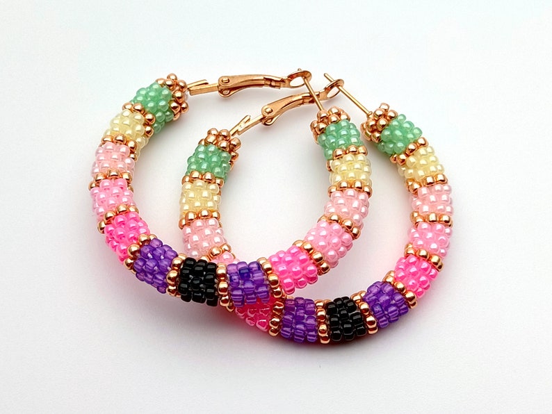 WelcomeNative Handmade Beaded Multicolor Hoop Earrings