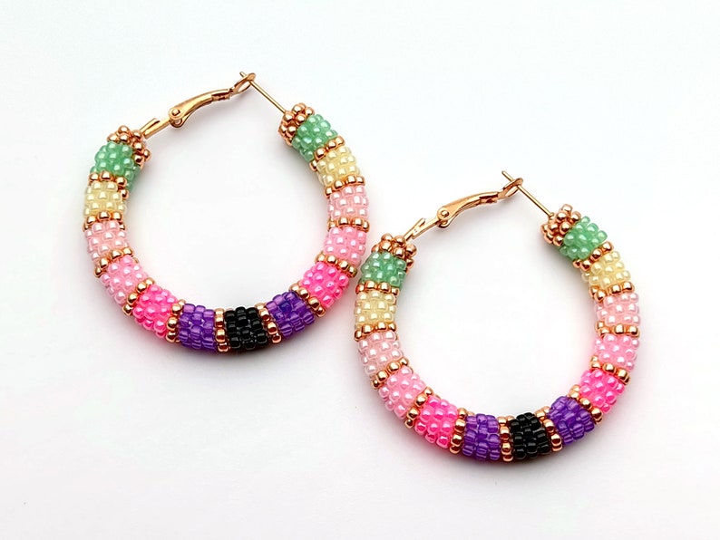 WelcomeNative Handmade Beaded Multicolor Hoop Earrings