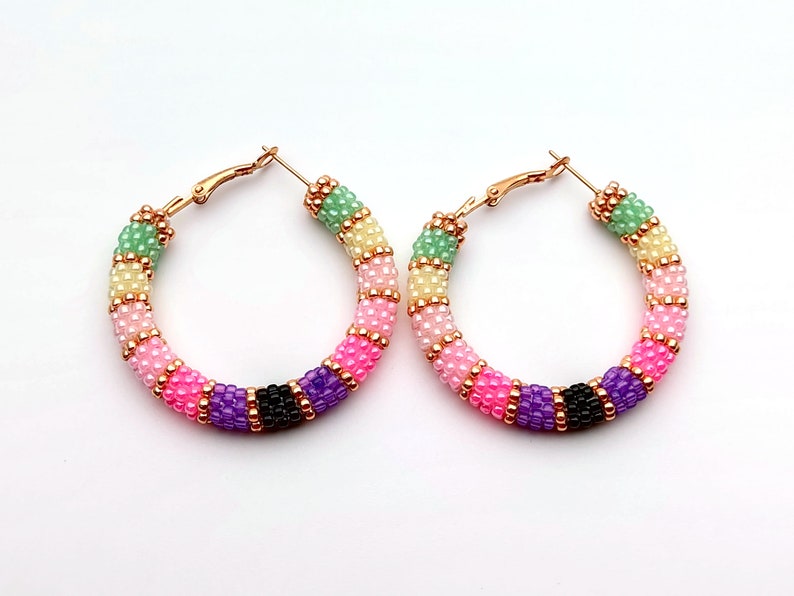 WelcomeNative Handmade Beaded Multicolor Hoop Earrings