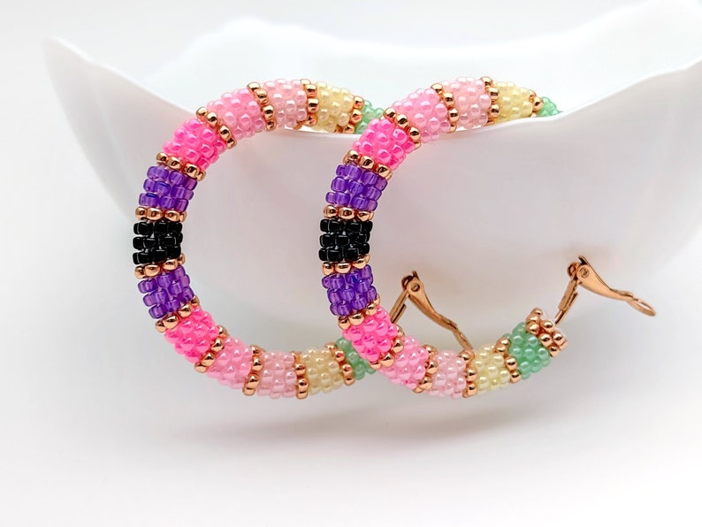 WelcomeNative Handmade Beaded Multicolor Hoop Earrings