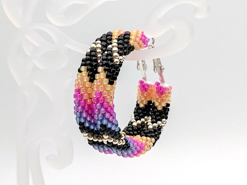 WelcomeNative Handmade Purple Beaded Hoop Earrings