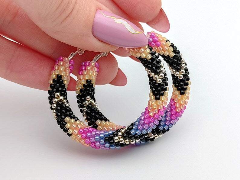 WelcomeNative Handmade Purple Beaded Hoop Earrings