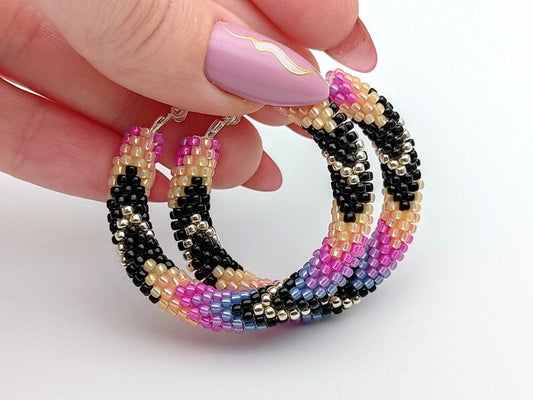 WelcomeNative Handmade Purple Beaded Hoop Earrings