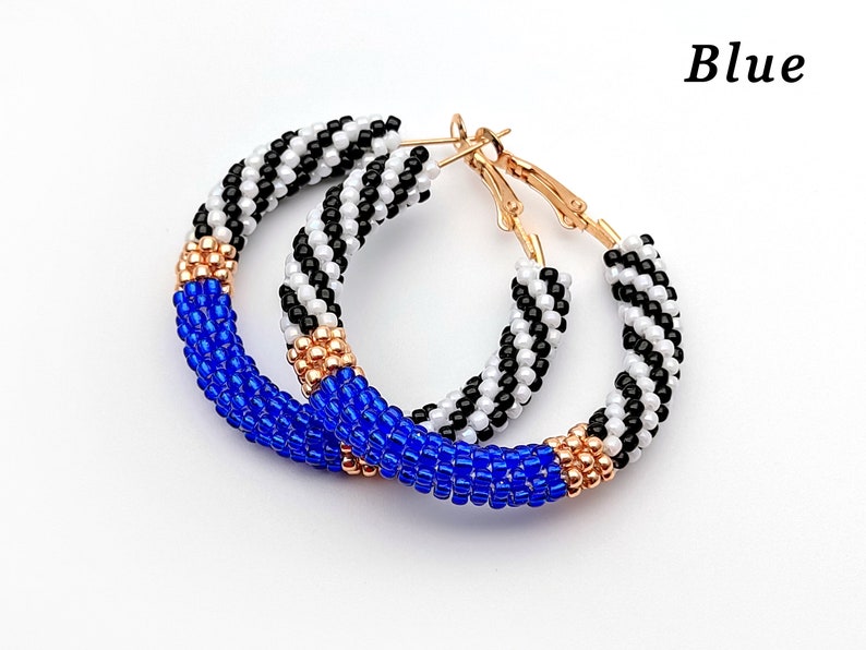 WelcomeNative Blue Seed Bead Hoop Earrings