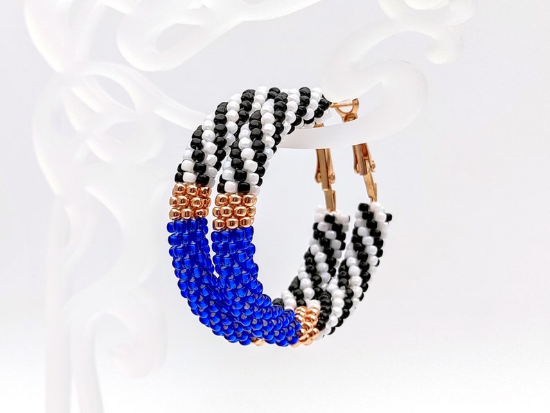 WelcomeNative Blue Seed Bead Hoop Earrings