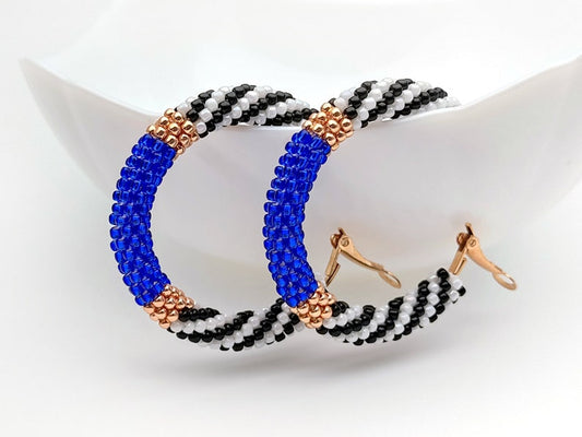WelcomeNative Blue Seed Bead Hoop Earrings