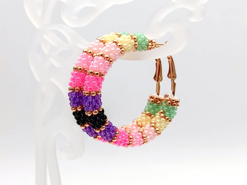 WelcomeNative Handmade Beaded Multicolor Hoop Earrings