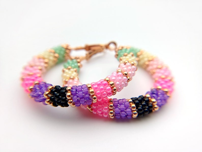 WelcomeNative Handmade Beaded Multicolor Hoop Earrings