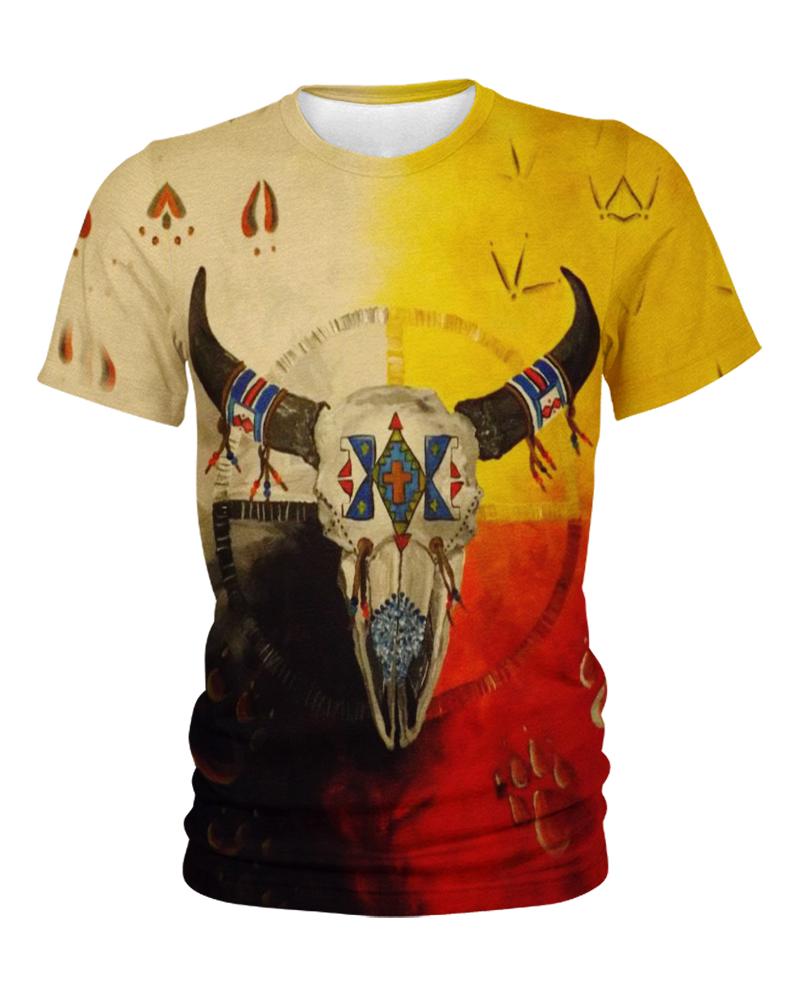 WelcomeNative Native Buffalo Skull 3D Hoodie, All Over Print Hoodie, Native American