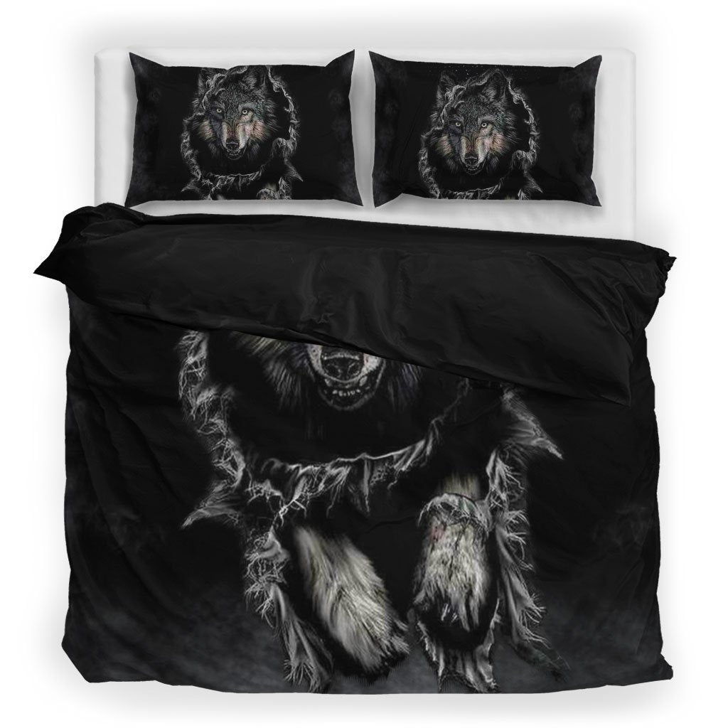 WelcomeNative Black Wolf Bedding Set, 3D Bedding Set, All Over Print, Native American