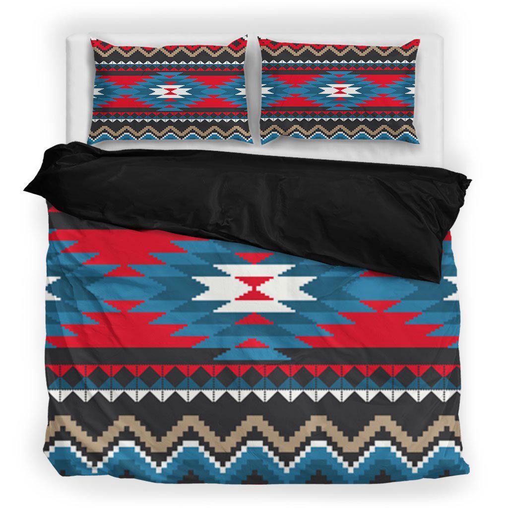 WelcomeNative Red Blue Native Pattern Bedding Set, 3D Bedding Set, All Over Print, Native American