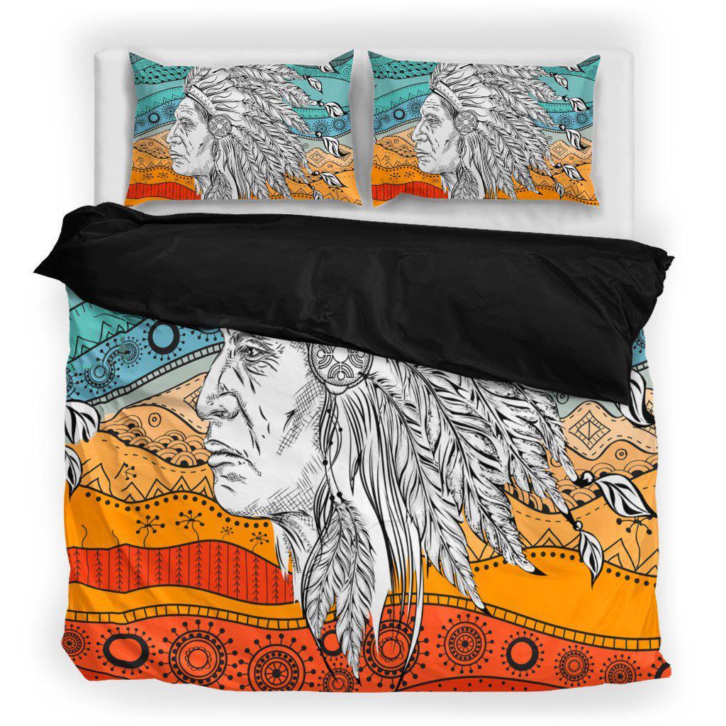 WelcomeNative Chief Art Color Bedding Set, 3D Bedding Set, All Over Print, Native American