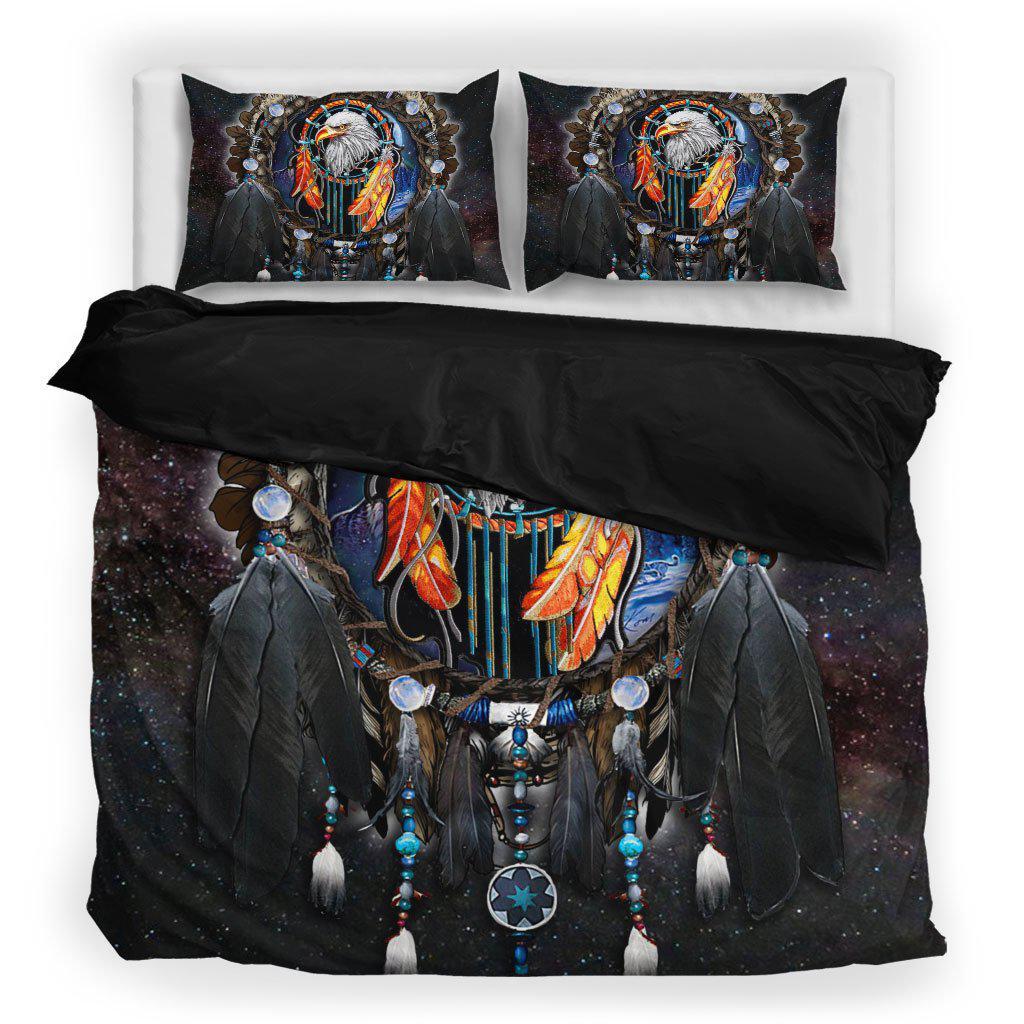 WelcomeNative Black Dreamcatcher Eagle Bedding Set, 3D Bedding Set, All Over Print, Native American