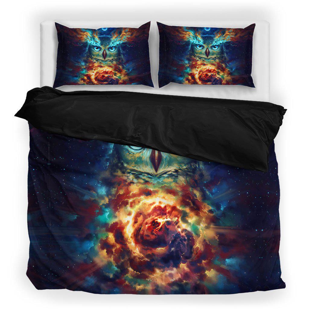 WelcomeNative Galaxy Owl Face Bedding Set, 3D Bedding Set, All Over Print, Native American