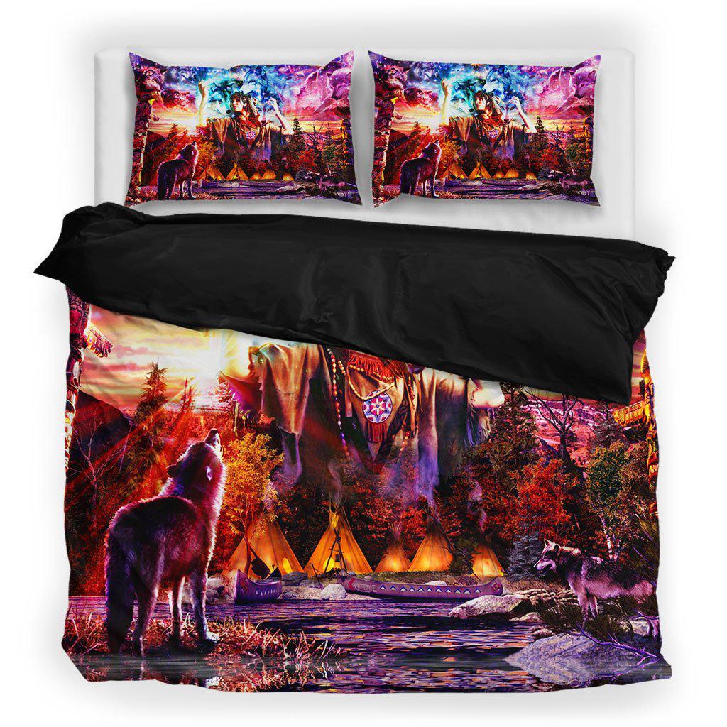 WelcomeNative Color Native Wolf Bedding Set, 3D Bedding Set, All Over Print, Native American