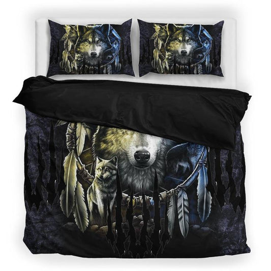 WelcomeNative Wolf Native - 3DBedding Set Bedding Set, 3D Bedding Set, All Over Print, Native American