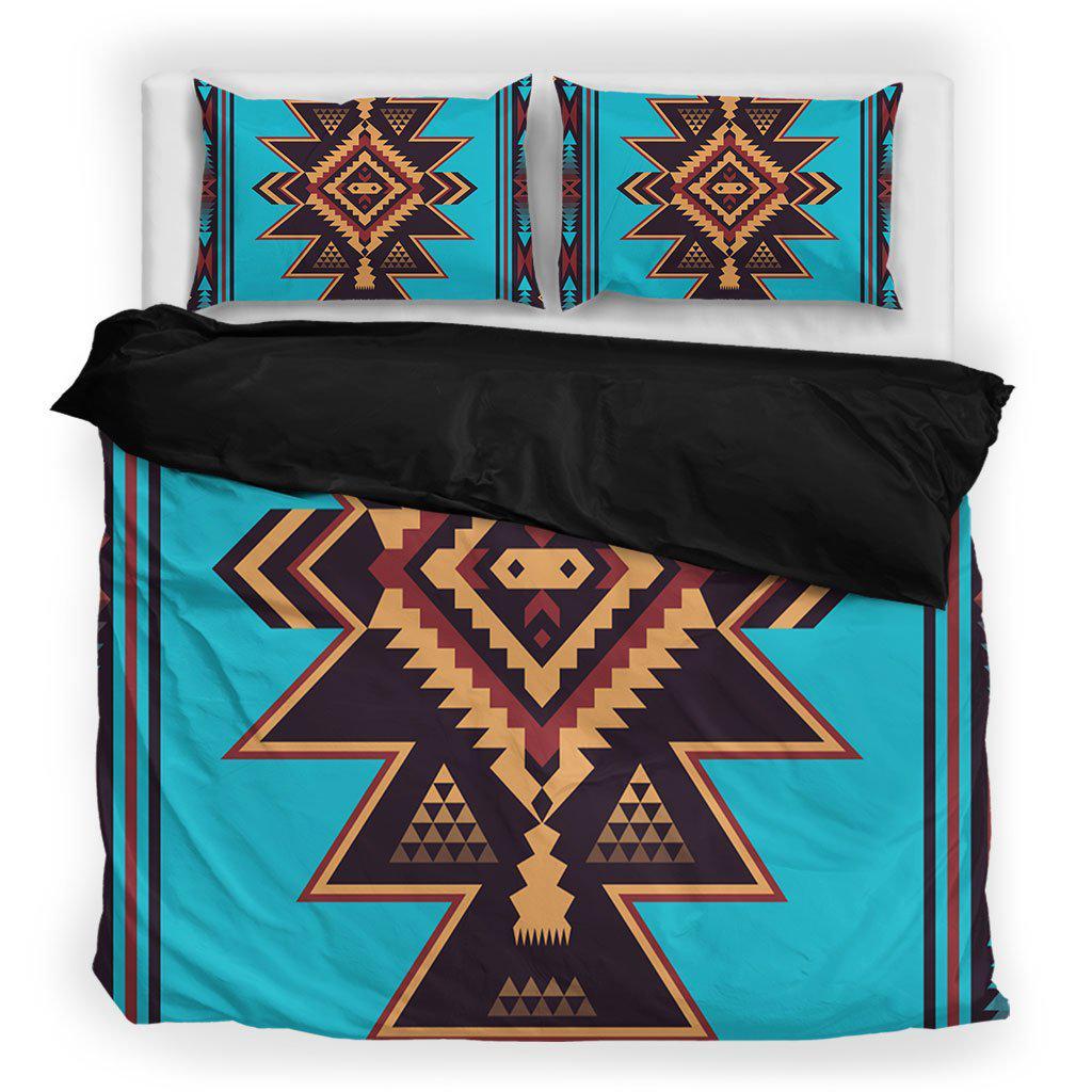 WelcomeNative Blue Background Native Bedding Set, 3D Bedding Set, All Over Print, Native American
