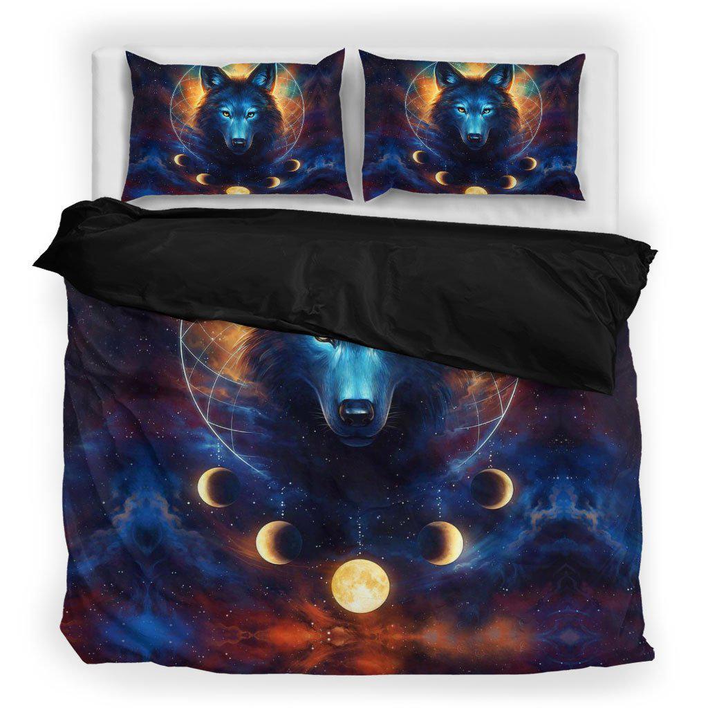 WelcomeNative Blue Galaxy Wolf Bedding Set, 3D Bedding Set, All Over Print, Native American