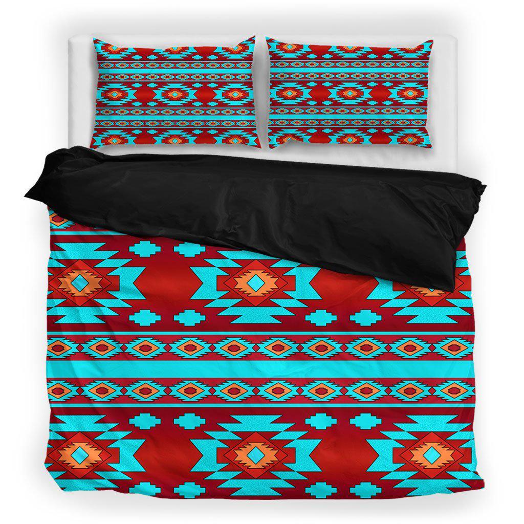 WelcomeNative Red & Turquoise Native Pattern Bedding Set, 3D Bedding Set, All Over Print, Native American