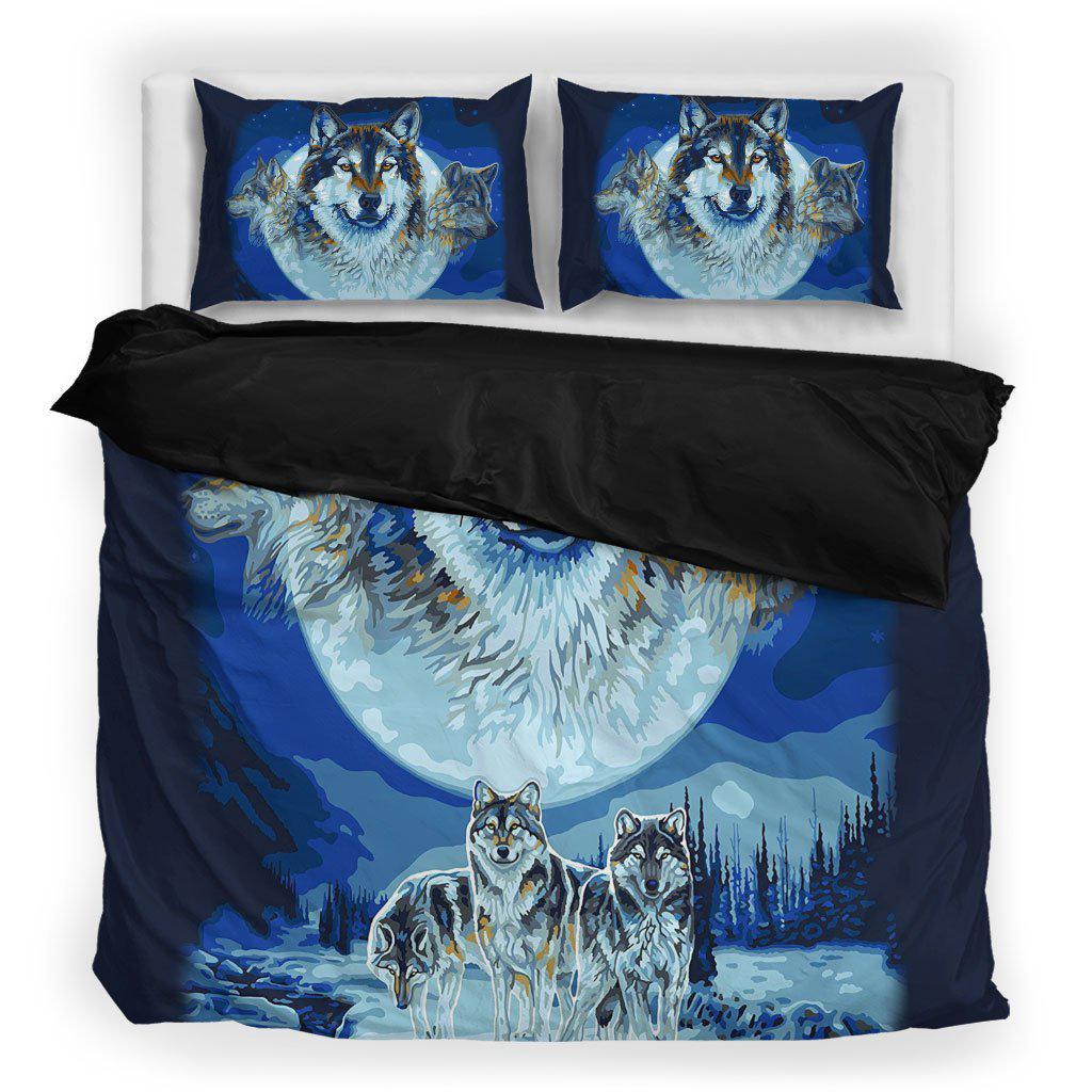 WelcomeNative Blue Native Wolf Bedding Set, 3D Bedding Set, All Over Print, Native American