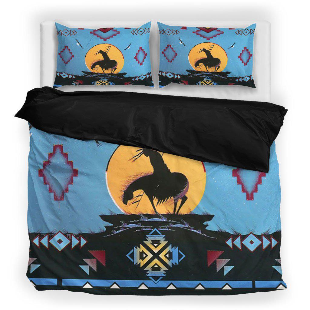 WelcomeNative Blue Native Ride Horse Bedding Set, 3D Bedding Set, All Over Print, Native American