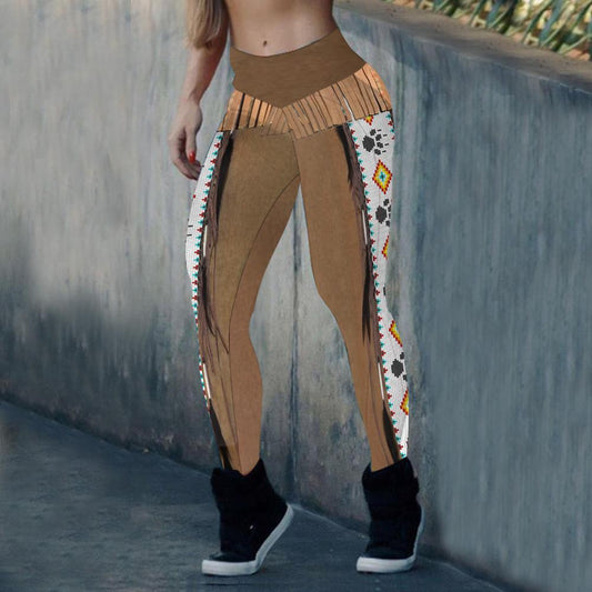 WelcomeNative Brown Pattern Legging, 3D Legging, All Over Print Legging