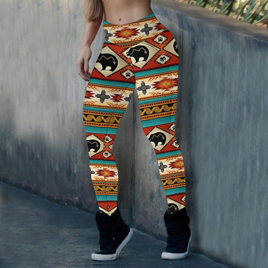 WelcomeNative Color Indigenous Motifs Legging, 3D Legging, All Over Print Legging