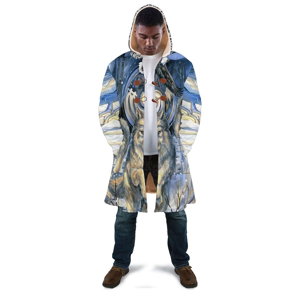 WelcomeNative Wolf Winter 3D Dream Cloak, All Over Print Dream Cloak, Native American