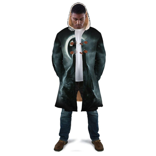 WelcomeNative Black Moon Wolf 3D Dream Cloak, All Over Print Dream Cloak, Native American