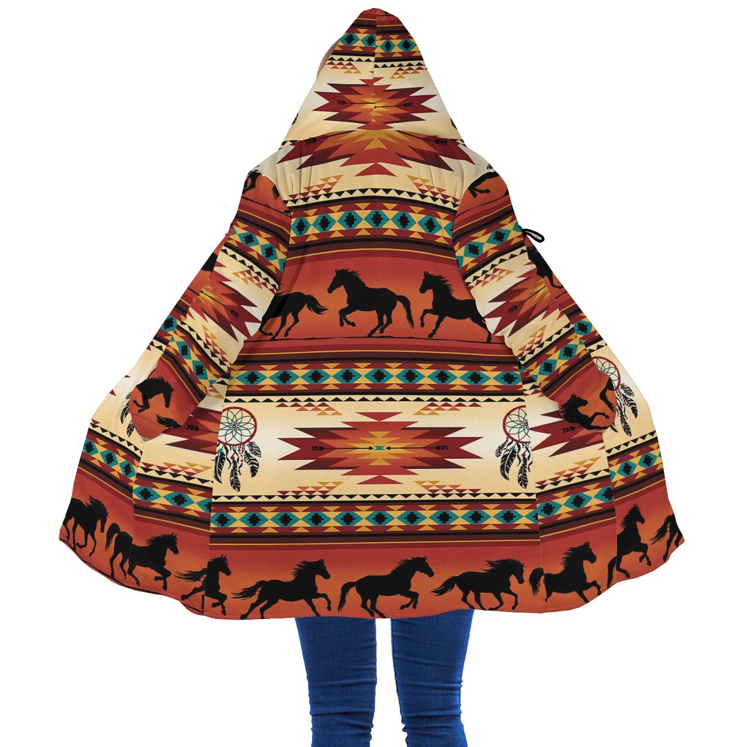 WelcomeNative Horse Pattern Native 3D Dream Cloak, All Over Print Dream Cloak, Native American