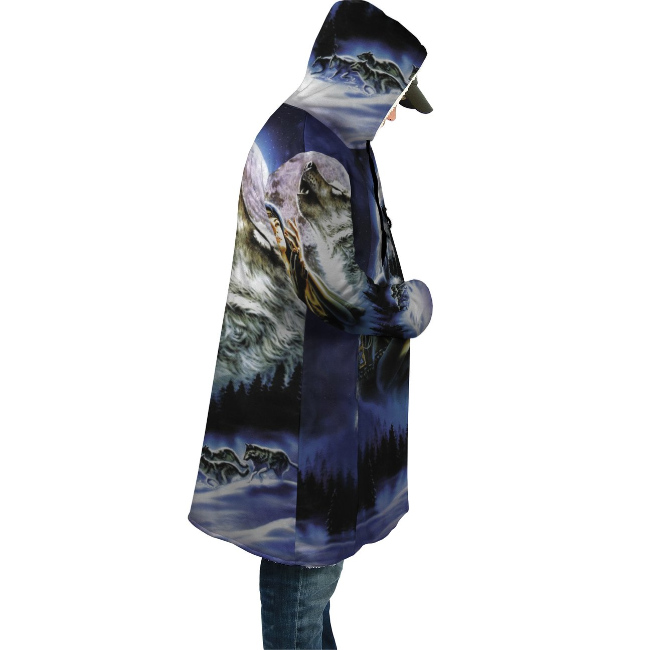 WelcomeNative Blue Beauty Wolf 3D Dream Cloak, All Over Print Dream Cloak, Native American