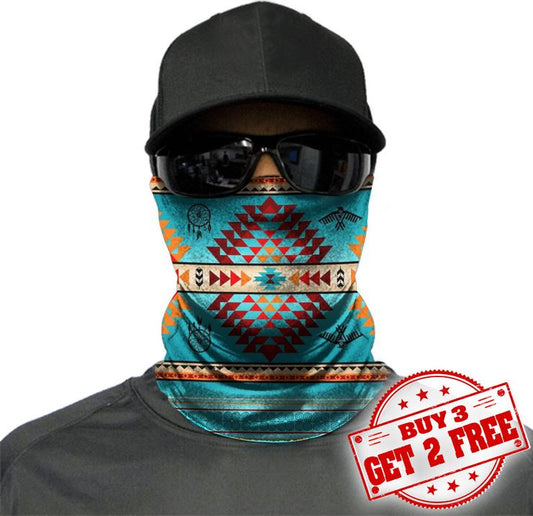 WelcomeNative Native American Pattern Bandana Face Mask, Neck Gaiter #01
