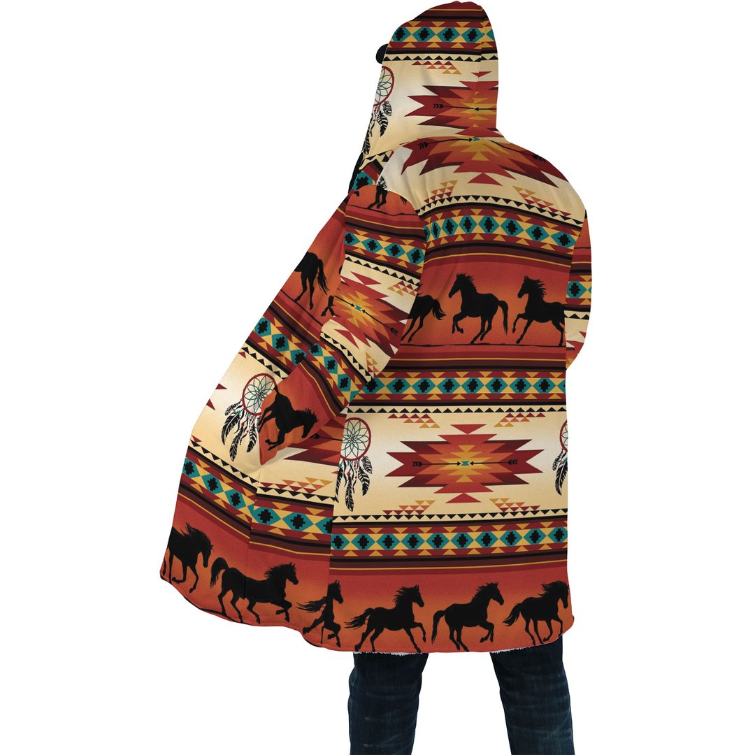 WelcomeNative Horse Pattern Native 3D Dream Cloak, All Over Print Dream Cloak, Native American