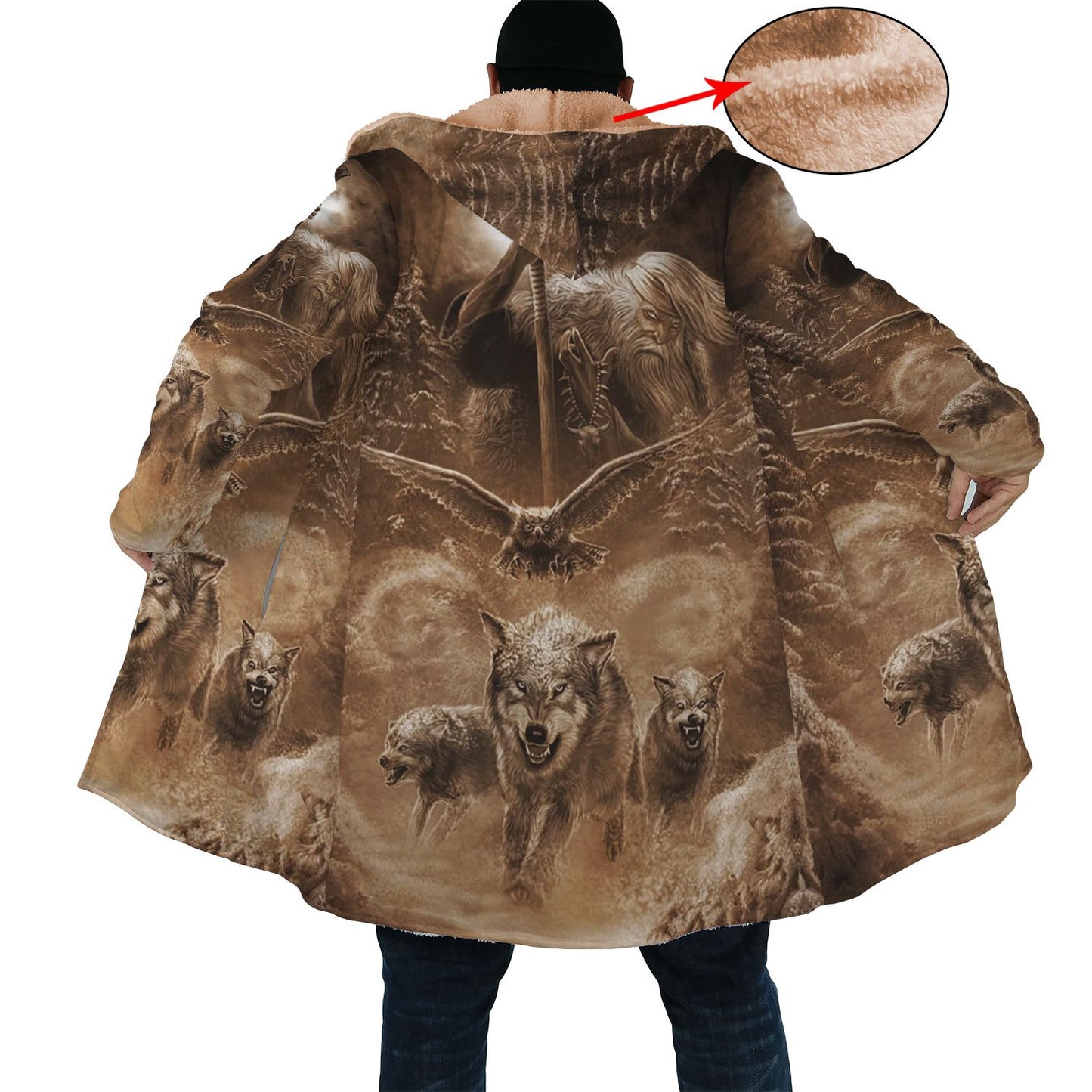 WelcomeNative Wolf Warrior 3D Dream Cloak, All Over Print Dream Cloak, Native American