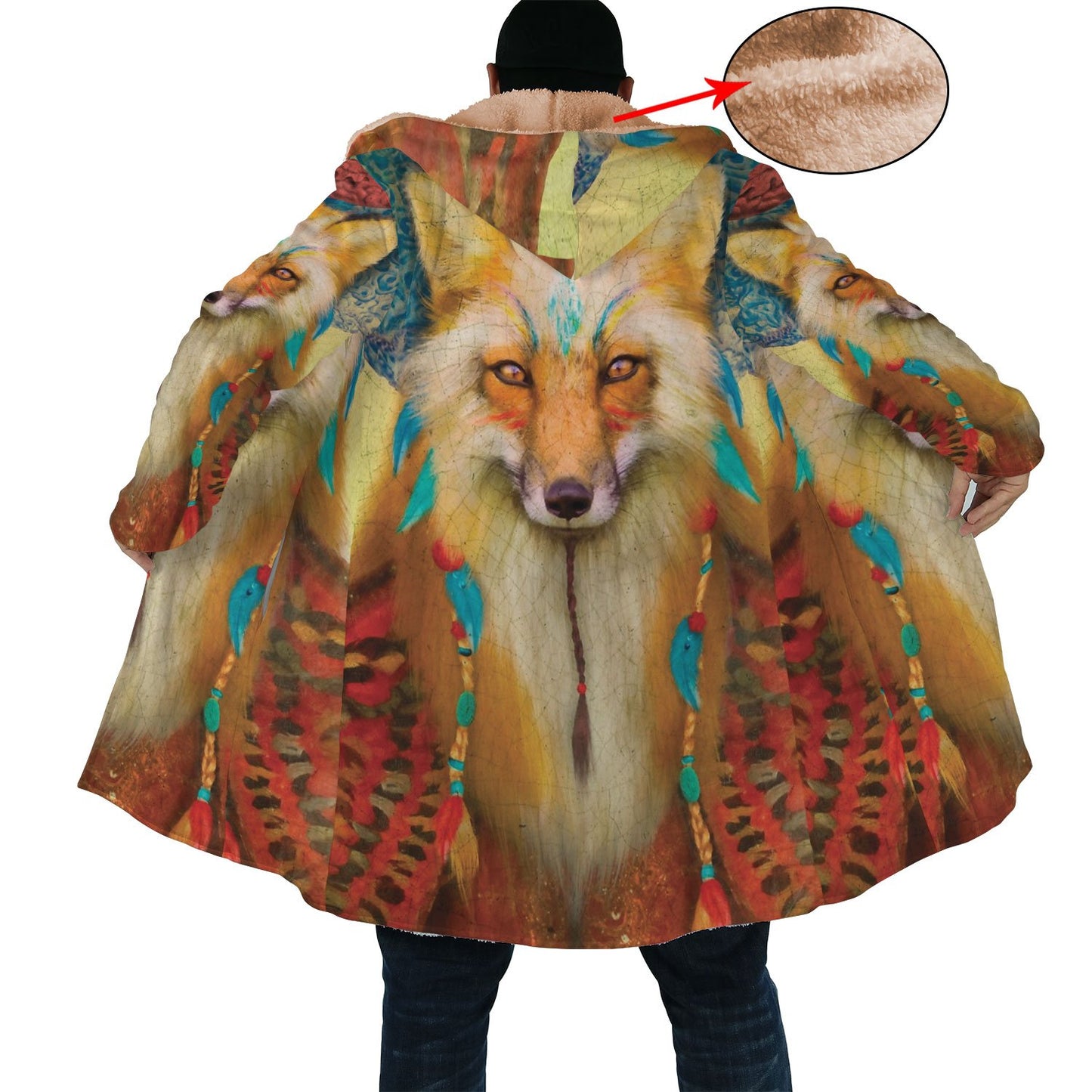 WelcomeNative Yellow Wolf Native 3D Dream Cloak, All Over Print Dream Cloak, Native American