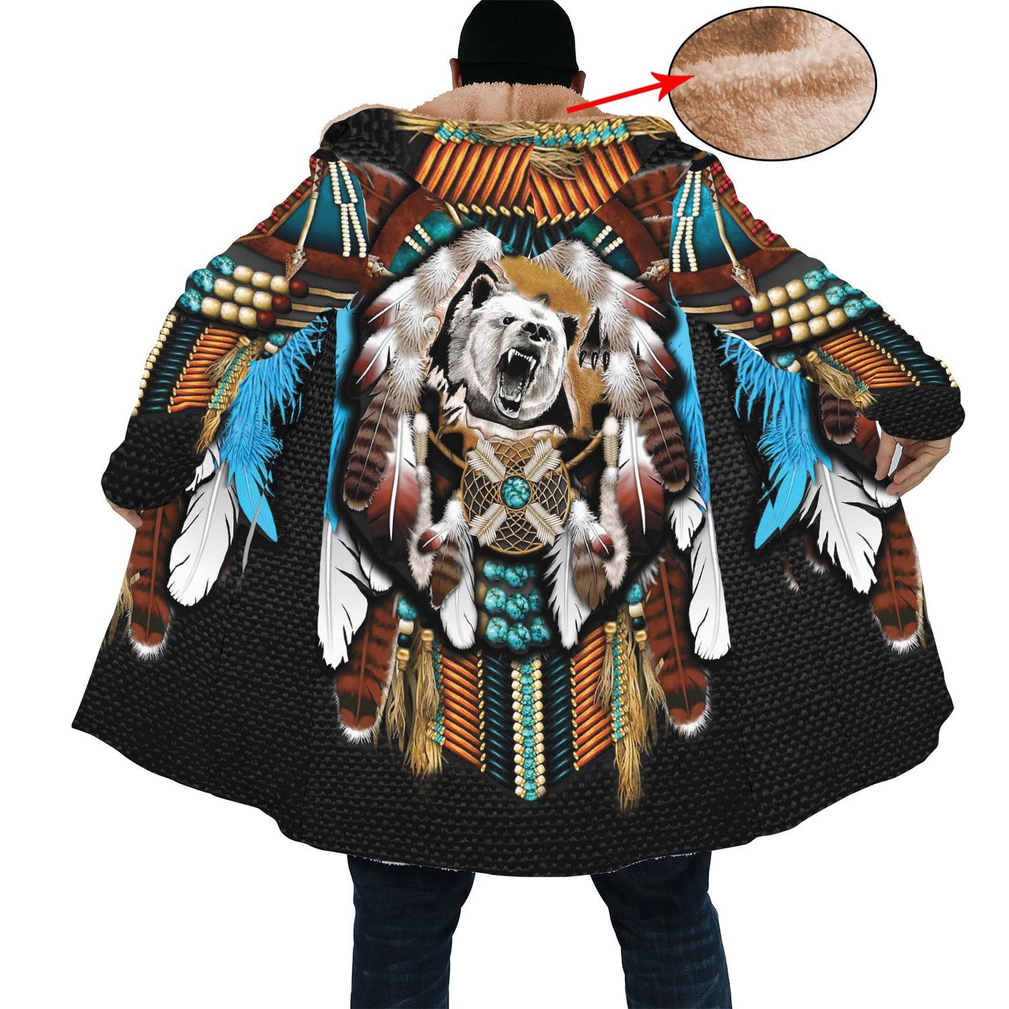 WelcomeNative Bear Feather 3D Dream Cloak, All Over Print Dream Cloak, Native American